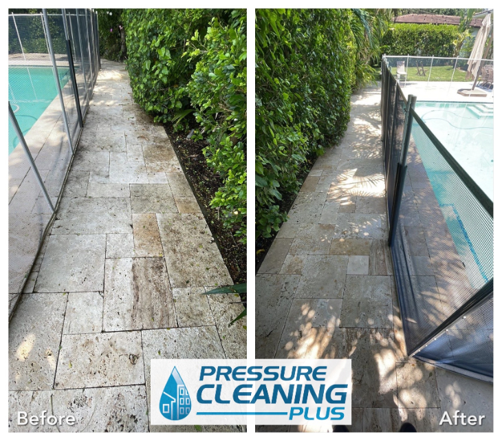 Travertine pool deck cleaning (1)